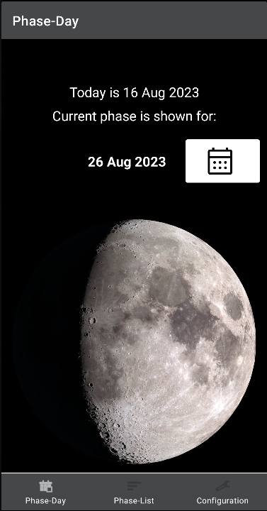 Moon Phases app - Phase Day view